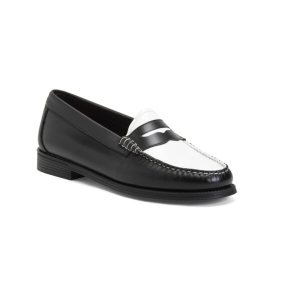 GH BASS Black/white Leather Whitney Easy Weejun Loafers - Picture 1 of 2